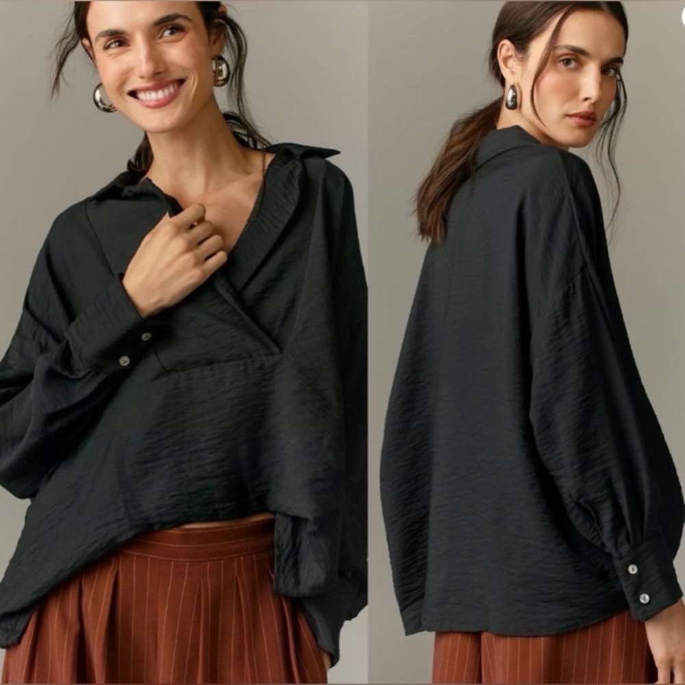 By Anthropologie high low blouse black Worn Once!